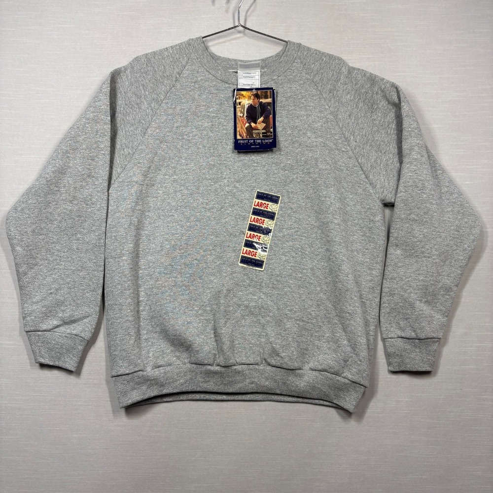 Vintage Fruit of Loom Sweatshirt Mens L Gray Pullover Outdoors Classic